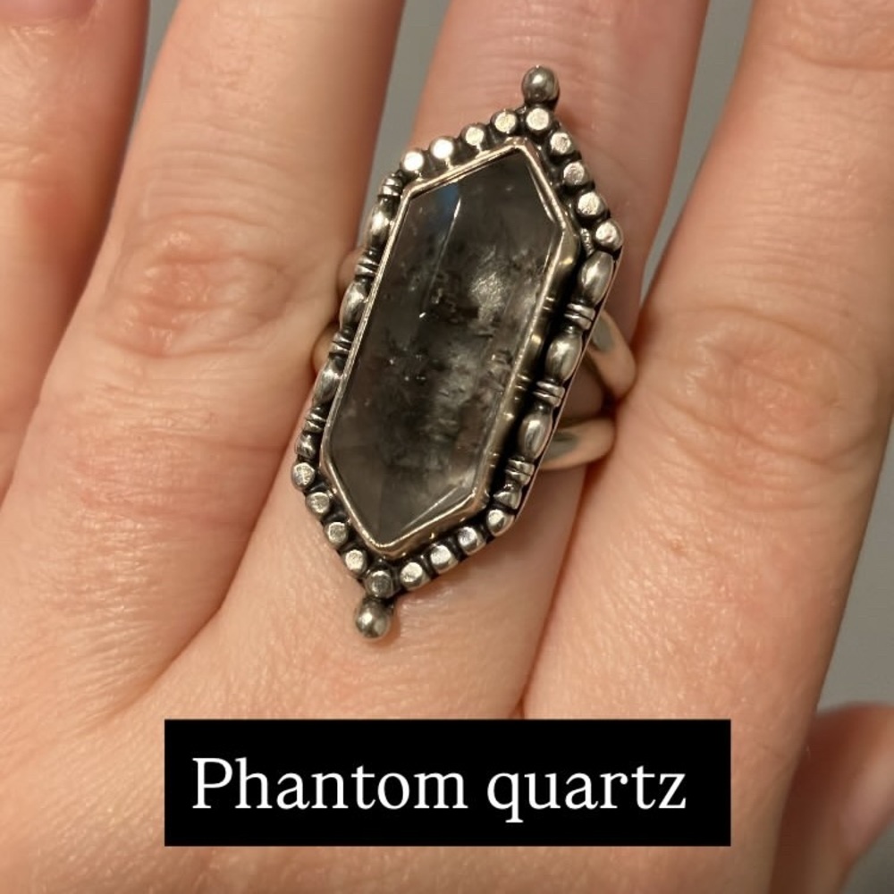 *sold* Phantom quartz Sterling silver ring size 7.5 by Thayva silver design